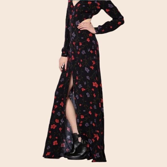 Reformed by REFORMATION X URBAN OUTFITTERS Navy Maxi CutOut Floral Dress Size XS - Picture 2 of 16